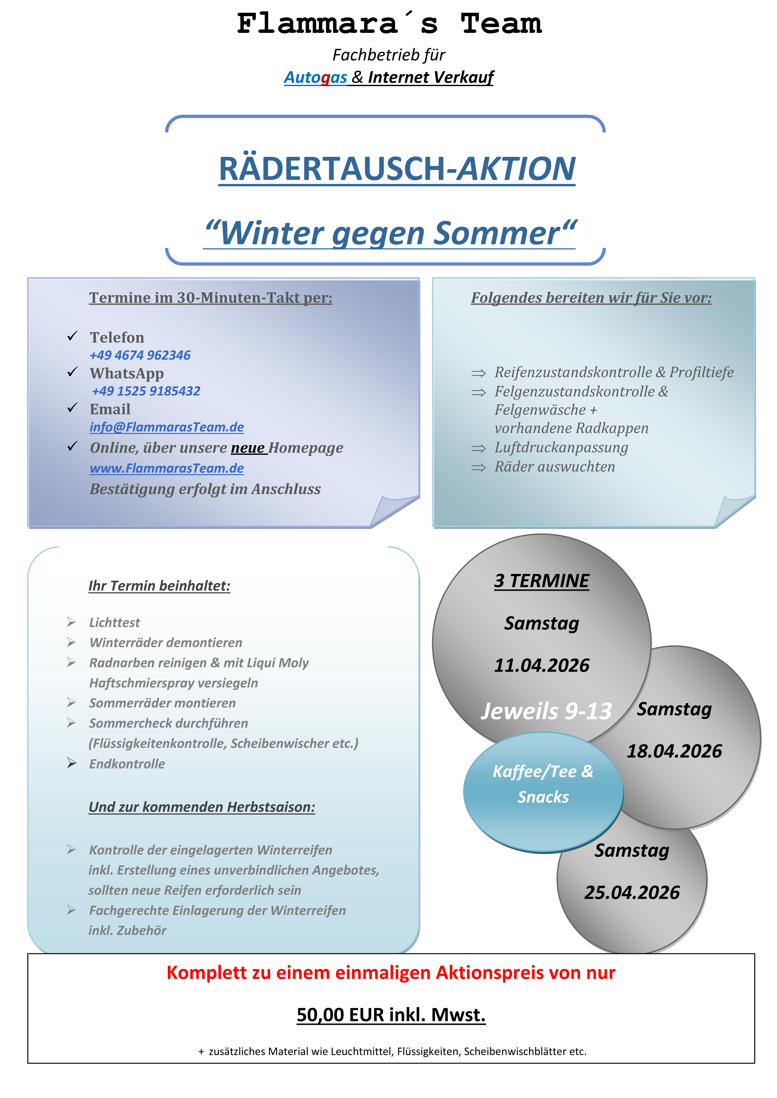 Reifentausch bei Flammaras Team